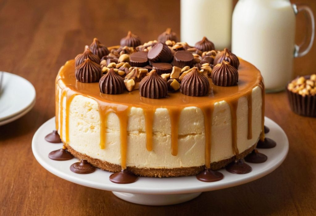 Step-by-step guide to making Reese's Caramel Cheesecake: Mixing the graham cracker crust.