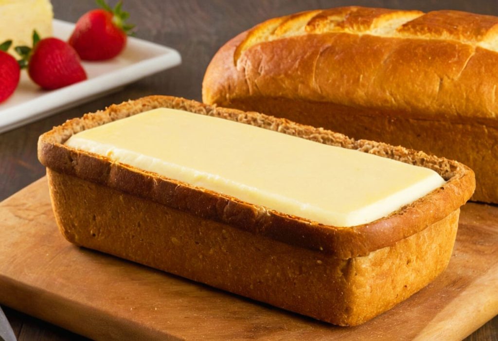 A selection of Cheesecake Factory bread varieties displayed on a wooden table, including wheat dinner rolls, mini baguettes, and a sandwich loaf.